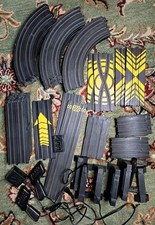 Life-Like Racing Slot Car Track Lot- 40 tracks + bridge supports, 2 controllers