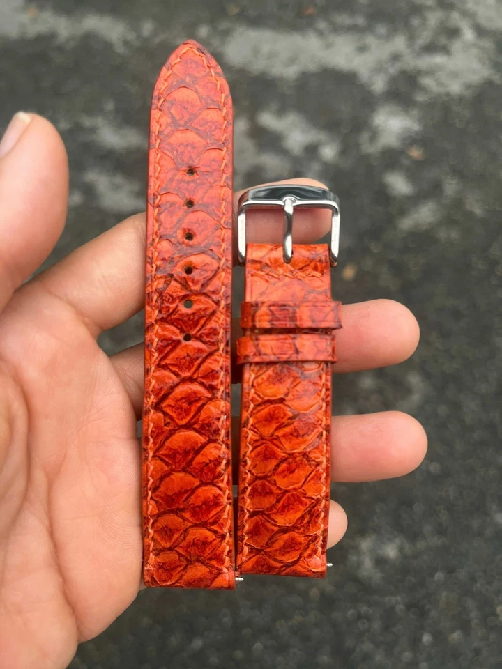 26mm 24 23 22 21 20 19 18 17 16 14 red carp Leather Watch Strap Band - Image 3 of 4