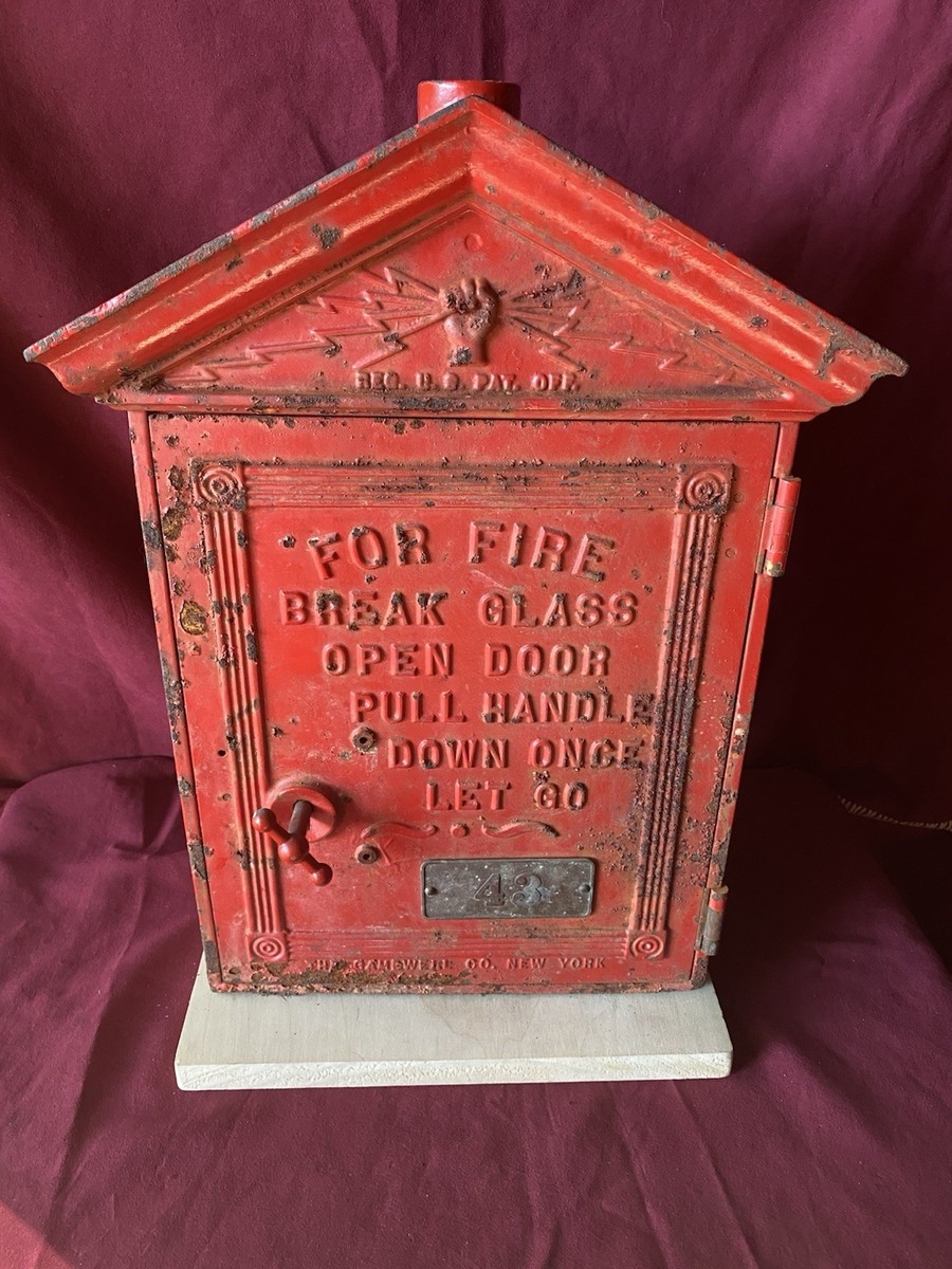 Gamewell Instructional Door Fire Alarm Box cast iron | eBay Gamewell Instructional Door Fire Alarm Box cast iron | eBay