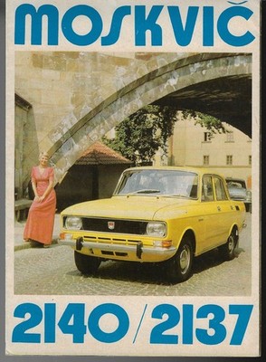 Moskvich 2140 & 2137 1500 Ende 70er Jahre Tschechischer Markt Faltbarer Verkaufsprospekt