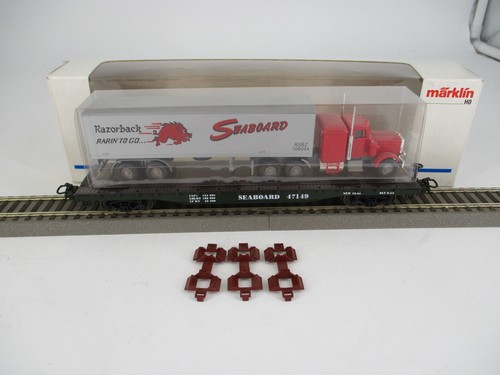 Märklin escala H0 4865 vagón de mercancías vagón plano con camión cargado en embalaje original | Condition: Gebraucht
