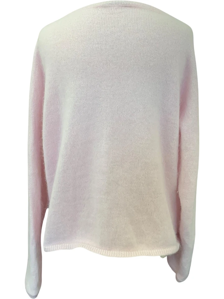 Balmain Pink Angora Wool Blend Jumper Boat Neck Soft Knit Cozy Warm - Size 34 - Image 4 of 4