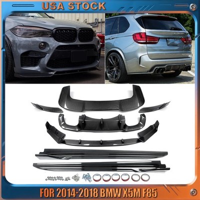 Carbon Look Front Lip Roof Spoiler Diffuser Side Skirt For 2014-2018 BMW X5M F85