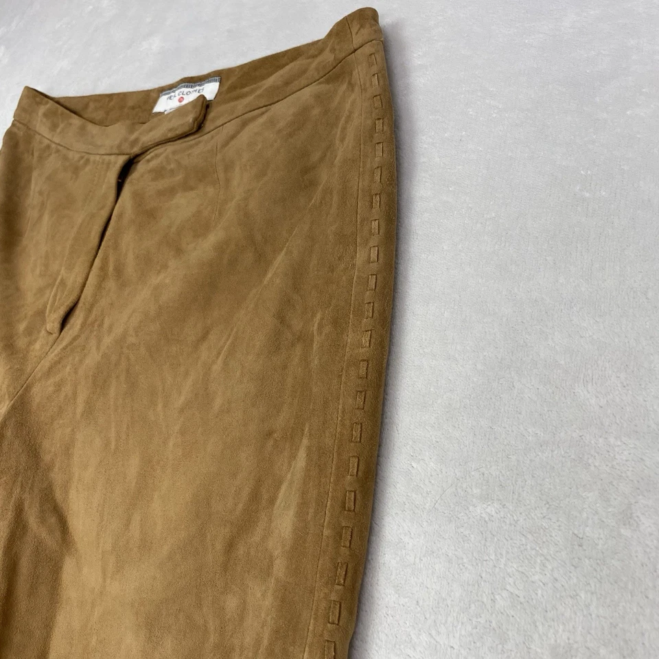 Pantalones de cuero Real Clothes cuero genuino tostado pierna recta estilo vintage talla 6 Foto 4 de 4