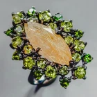 Handmade Natural Rutilated Quartz Ring 925 Sterling Silver Size 8.5 /R439171