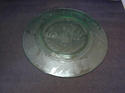 (6) Vtg MacBeth Evans Green Uranium Thistle 8 1/8” Luncheon Plates Glass Salad - Picture 9 of 22