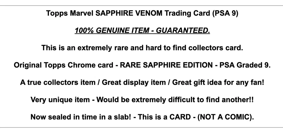 Marvel Comics Topps Chrome Sapphire Edition VENOM PSA Graded Trading Card 2024 - Bild 2 von 4