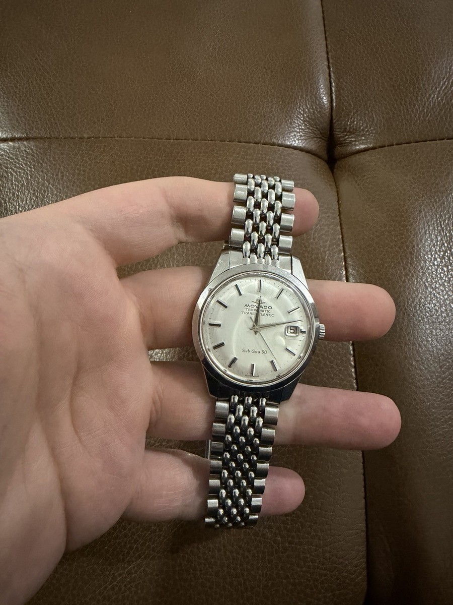 ✨MOVADO✨モバード✨TRANSATLANTIC✨Sub-Sea50✨腕時計 Movado TransAtlantic Sub-Sea 50 Men's Stainless Steel Silver Dial