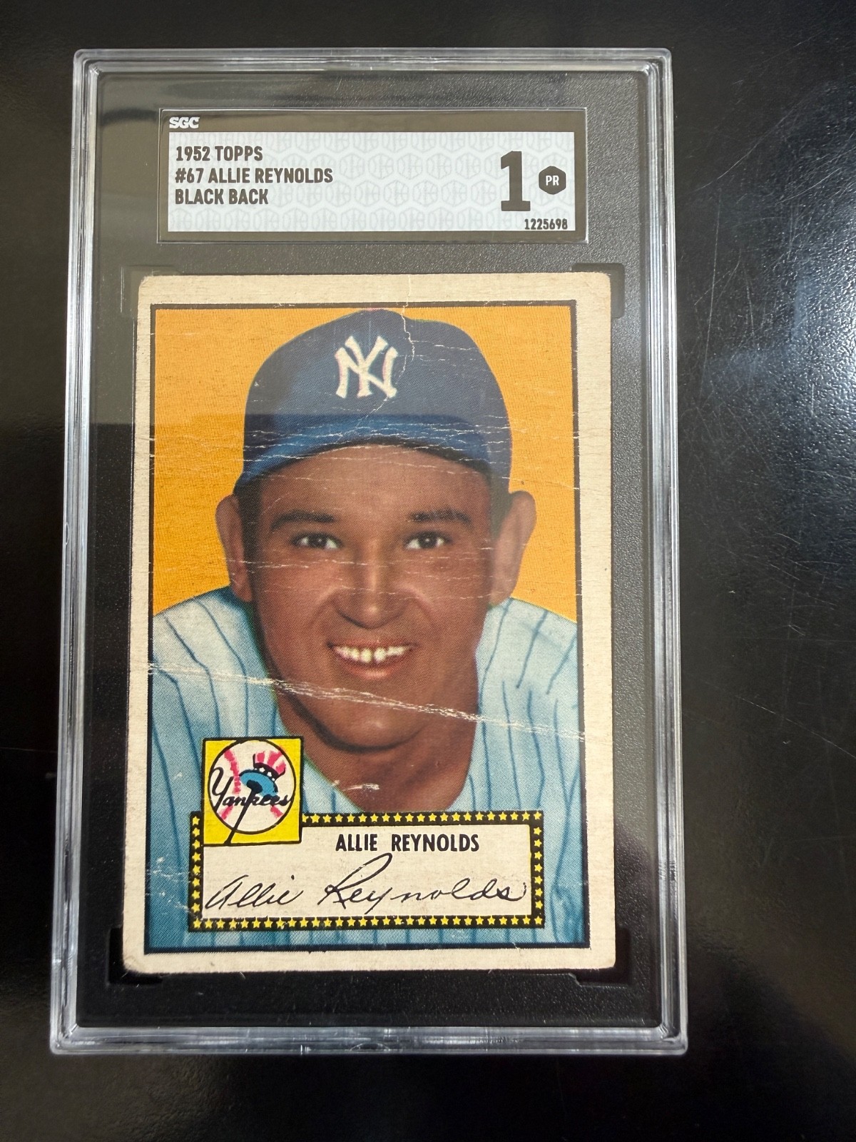 1952 Topps Baseball #67 Allie Reynolds Pitcher New York Yankees SGC 1