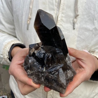2lb Natural Smoky Black Quartz Crystal Cluster Raw Mineral Specimen