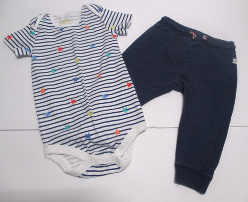 TODDLER BOYS MINI BODEN BLUE BODYSUIT SHIRT & ZARA PANTS SIZE 12-18 MONTHS