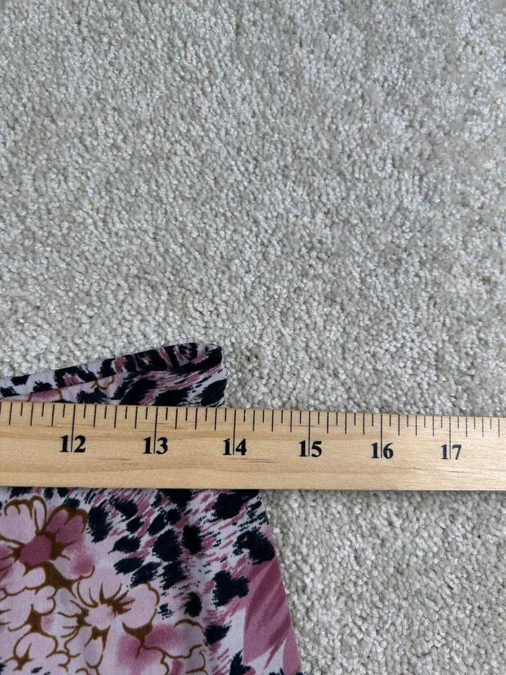 Susan Lawrence L 码粉色动物印花跳绳花卉裙 Mobwife 荷叶边下摆 — 第 2/4 张图片