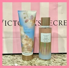 NEW Victoria’s Secret BARE VANILLA BLISS Perfume Body Mist & Lotion 2 Piece Set