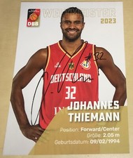 Johannes Thiemann Autogrammkarte Druck Deutschland Basketball Weltmeister 23 #2
