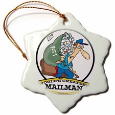 3dRose Funny Worlds Greatest Mailman Occupation Job Cartoon 3 inch Snowflake Por