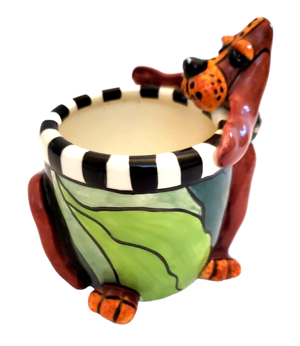 Lynda Corneille SWAK Hound Dog Ceramic Candle Holder Mini Planter Vase 4" Tall - Picture 10 of 18