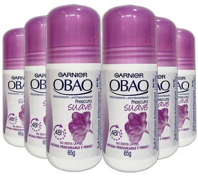 Ladies Garnier OBAO SUAVE Fragrant Deodorant Antiperspirant Woman Roll Ons 6-Pac