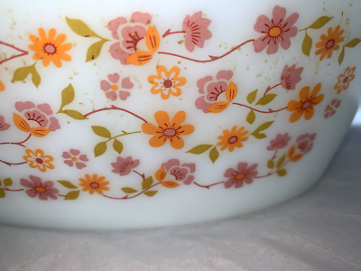 Saladier Arcopal fleurs orange vintage - Madame Chine