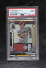 2016 TOPPS STRATA CLEARLY AUTHENTIC RELIC MTR MIKE TROUT GOLD SP /25 POP 2 PSA 8