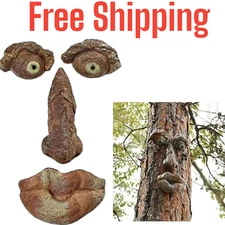 Funny 3D Old Man Tree Hugger Sculpture Whimsical Garden Yard Outdoor Face Decor