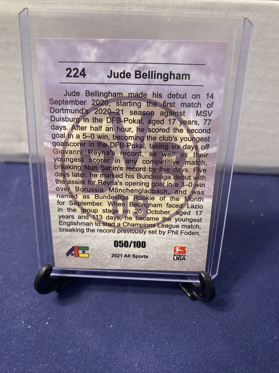 2020-21 ALL SPORTS 224 JUDE BELLINGHAM PURPLE RC ROOKIE CARD