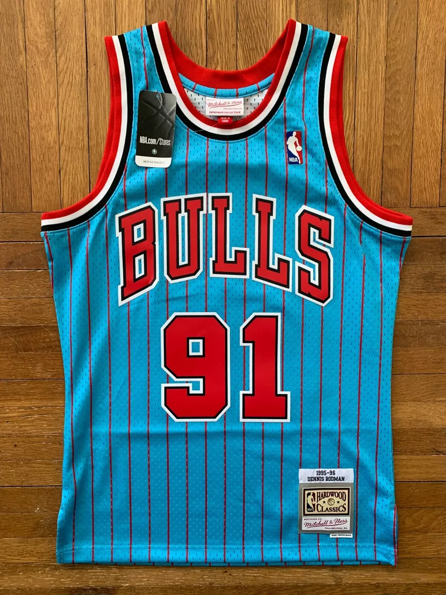 Men's S Dennis Rodman Mitchell & Ness Swingman Chicago Bulls Jersey Baby  Blue