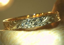 10MM FM SOLID 14K YELLOW GOLD HAWAIIAN HEIRLOOM CUSTOM-MADE PERSONALIZED BANGLE