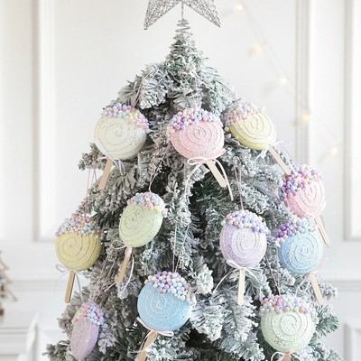 Macaron Spiral Round Cake Ice Cream Lollipop Shape Xmas Tree Hanging Pendant