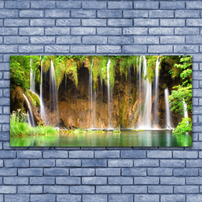 Tableau Sur Verre Moderne Lac Nature Pont Oiseaux - 90x30cm - Décoration Murale Panoramique