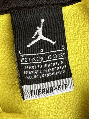 Nike Air Jordan Jacket Boys Sz L Yellow Gray Thermal Hoodie Full Zip - Picture 16 of 17