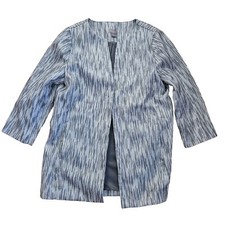 Chicos Travelers Womens Jacket Blazer Lagenlook 2 L Silver Dressy Open Event
