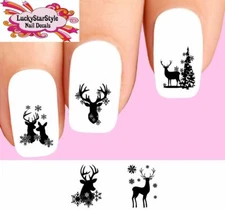 Waterslide Nail Decals Set of 20 - Christmas Reindeer Silhouette Assorted