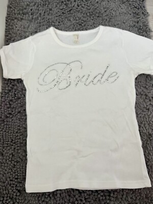 Rhinestone Bride White Pre-shrunk  T-shirt. Woman s Small
