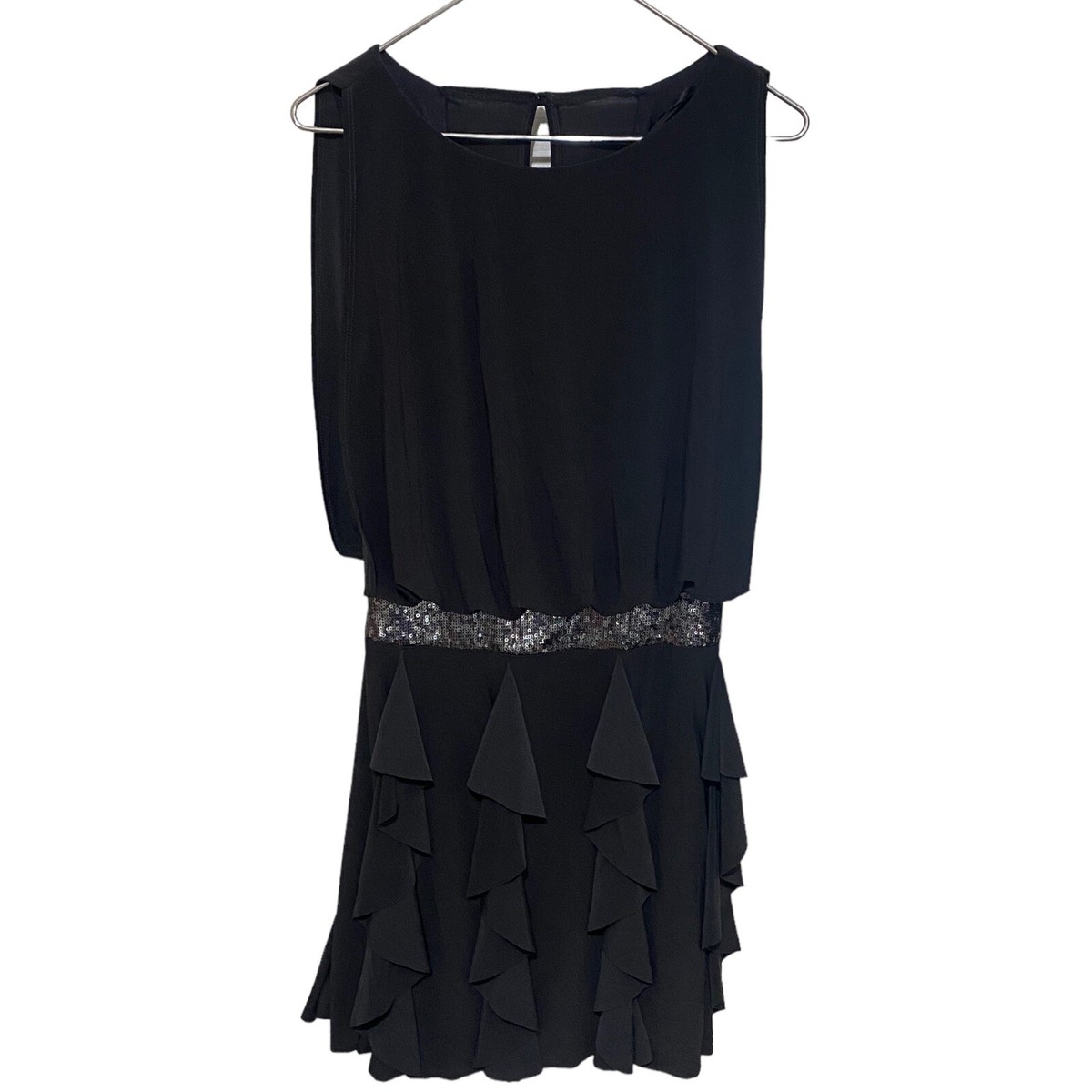 VTG Betsy & Adam Sleeveless Black Sequin Waist Ruffle Tiered Cocktail Dress  Sz 6 | eBay