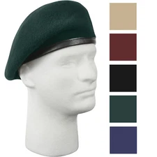 Rothco Inspection Ready Beret Pre-Shaved Wool Tactical US Army JROTC Badge Hat