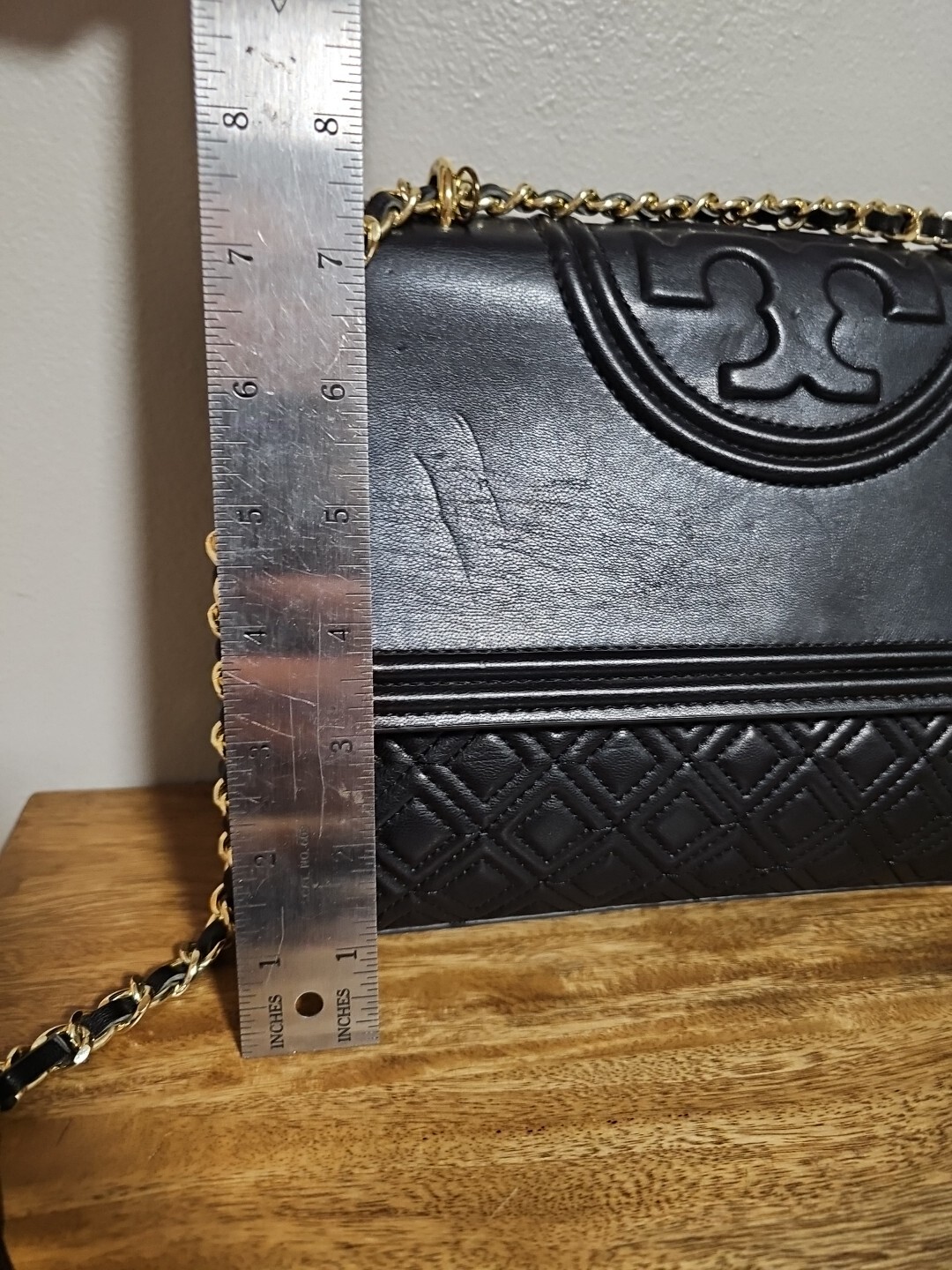 Beautiful Tory Burch Black Quilted Leather Large Fleming Shoulder Crossbody Bag