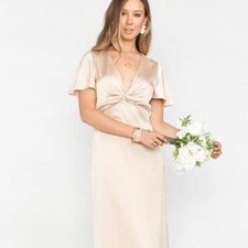 NWT Show Me Your Mumu Rome Twist Gown Champagne Long Dress Size Medium