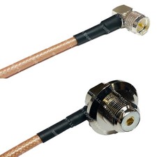RG142 MINI UHF MALE ANGLE to UHF Female Angle Bulkhead RF Cable FAST-SHIP LOT