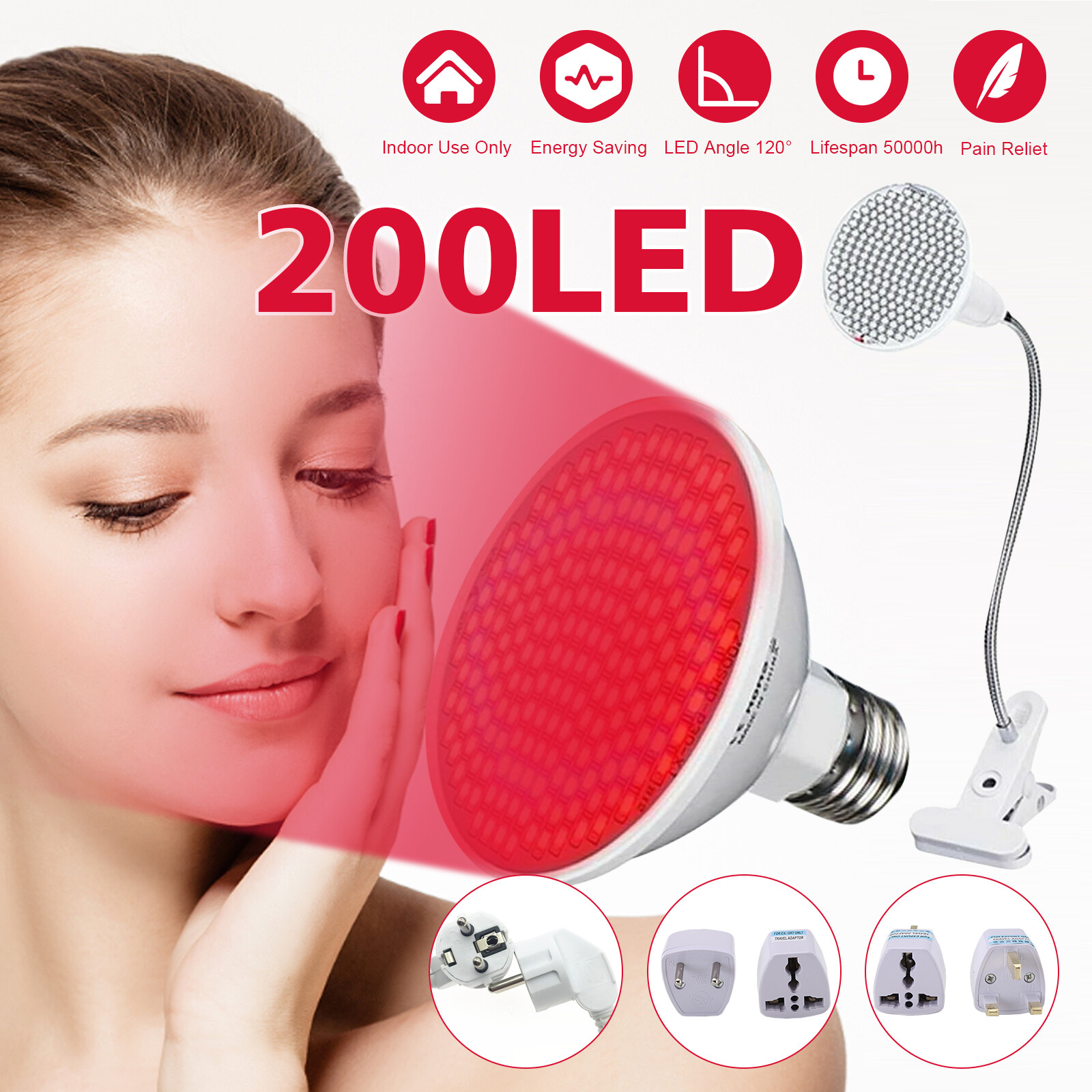 Red&Blue Light Photon Therapy 200LEDs Light Face Beauty Devices Skin