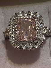 3Ct 9mm PINK CZ  Sterling Silver Sz7
