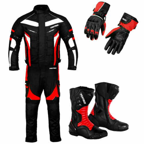 Motorcycle Racing Suit Motorbike Riding Leather Boot Waterproof Winter Gloves UK - Picture 1 of 14