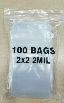 2'' x 2'' Clear Resealable Plastic Bags   2 Mil Thickness, Pack of 300