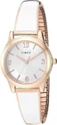 Timex Womens Stretch Bangle 25mm White/Rose Gold Stainless Steel Expansion Watch