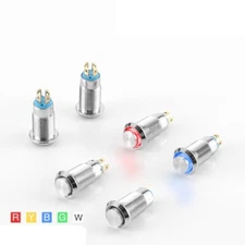 2Pcs 8mmWaterproof Maintained High Metal Push Button Switch Light Shine Car Horn