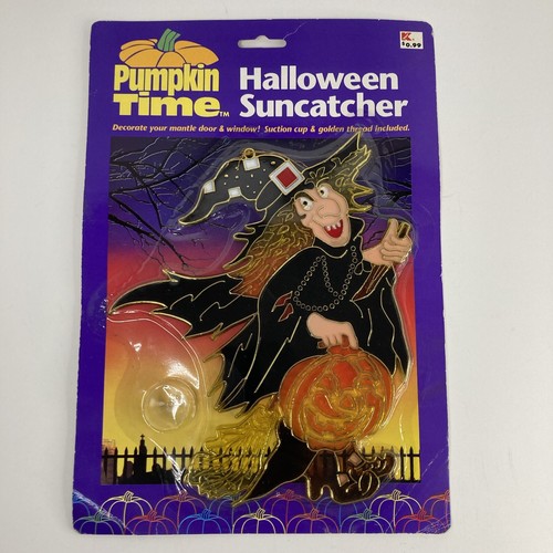 Lote de 2 fantasmas de brujas y casas embrujadas vintage Pumpkin Time Halloween Sun Catcher - Imagen 2 de 4