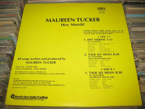 Moe Tucker Hey Mersh! 12" LP EP White Vinyl Lou Reed Velvet Underground INDIE - Picture 2 of 3