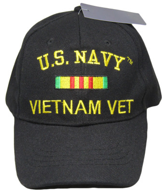 Black US Navy Vietnam Veteran Hat Ball Cap (OFFICIALLY LICENSED BY THE US NAVY)