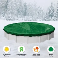 21' Round Above Ground Winter Swimming Pool Solid Cover 10 Yr 4FT Overlap SALE !