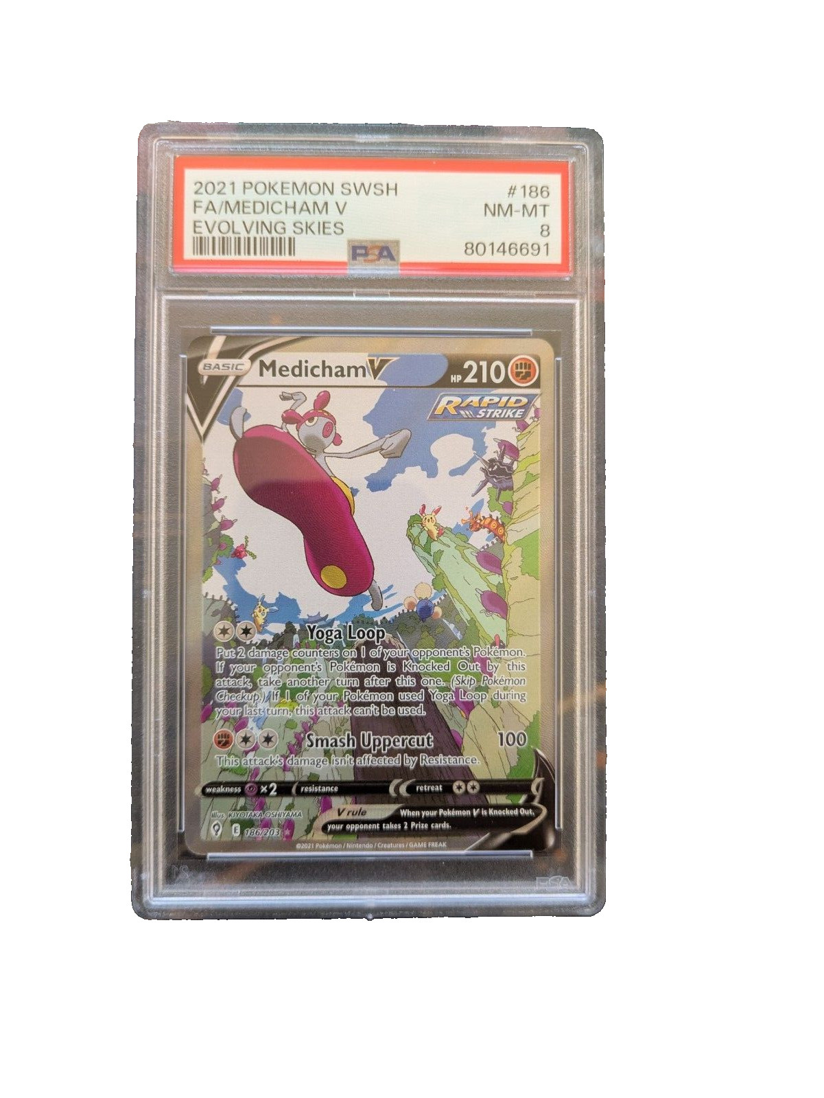Medicham V (Alternate Full Art) 186/203 Swsh07: Evolving Skies Holo PSA 8