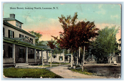 c1910 Main Street Looking North Luzerne New York NY Antique Posted Postcard